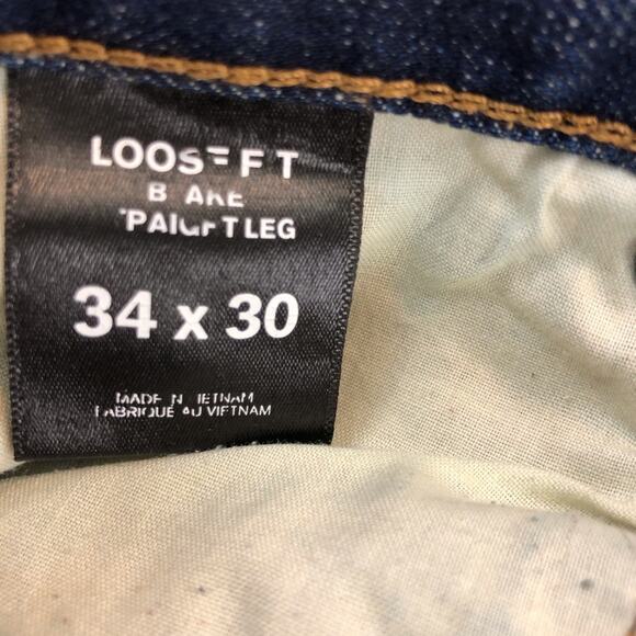 Men's Express Blake Denim Jeans Loose Fit Straight Dark Wash - Picture 3 of 16